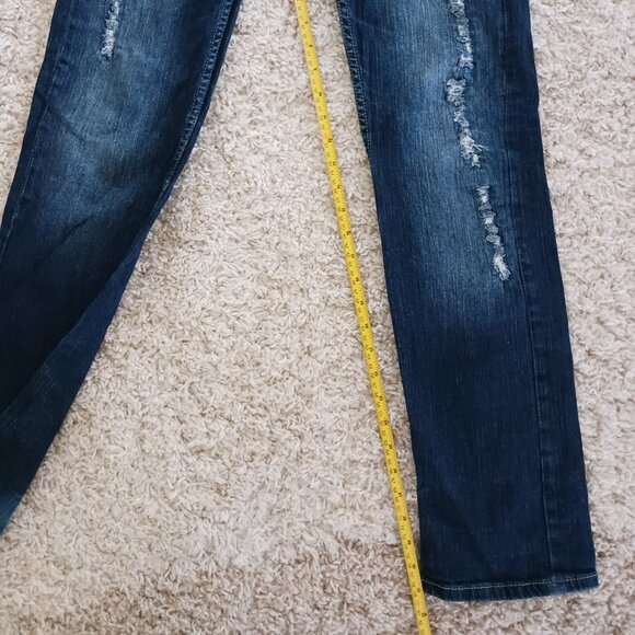 Blue Crush Skinny Blue Women's Jeans Sz 9 Embellished Pockets Boho Distressted - Picture 12 of 13
